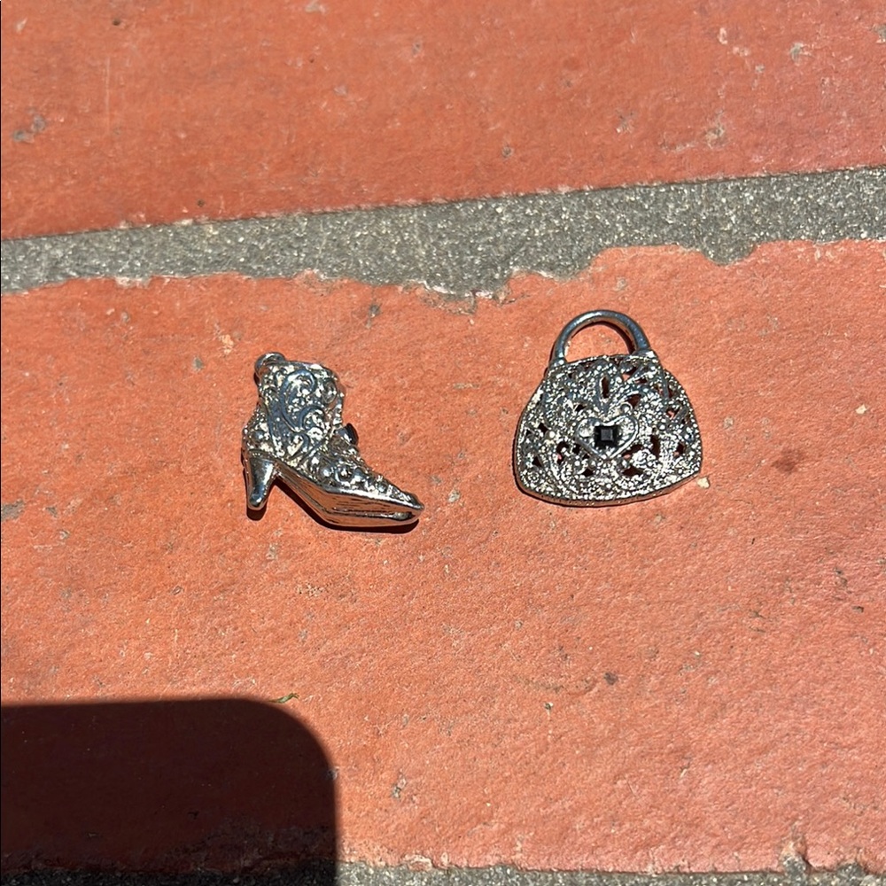 Silver Shoe and Purse Brooch Set